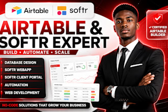create airtable database, CRM, softr portal and workflow