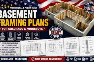 draw basement framing plans for colorado and minnesota