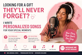 write personalized song lyrics for birthdays weddings and special occasions