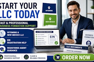 llc formation, llc registration, ein, in wyoming, new mexico, registered agent