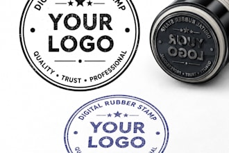 design digital rubber , circular , stamp , circle , round logo