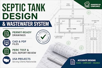 design a septic tank and wastewater system for permit