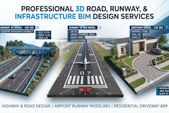 3d road design airplane runway driveway bim modeling and  infrastructure design