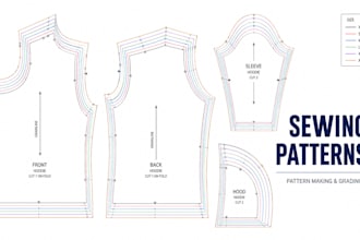 create sewing pattern, clothing pattern and professional pattern grading