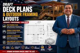 draft deck plans and outdoor framing layouts for your property