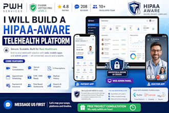 develop hipaa compliant telehealth telemedicine web and mobile app