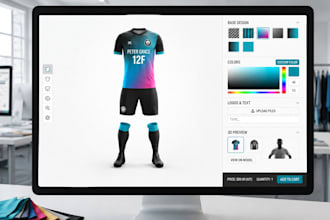 build shopify 3d product configurator for custom jersey and sportswear, shoes