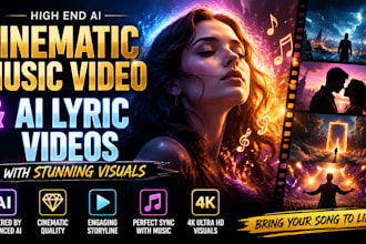 create high end ai cinematic music video, ai lyric videos with stunning visuals