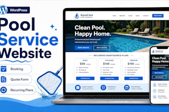 design a pool cleaning wordpress website with recurring plans quotes and booking