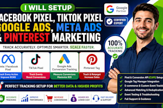 setup facebook pixel tiktok google ads meta ads pinterest marketing