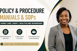 write and edit policy and procedure manual, sops, handbooks for home care, nemt