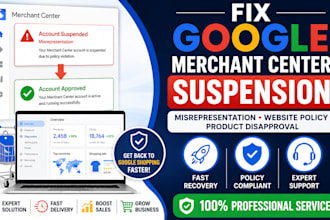 fix google merchant center suspension and misrepresentation