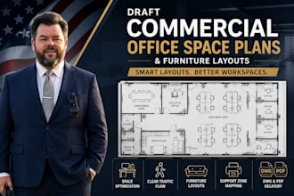 draft commercial office space plans and furniture layouts