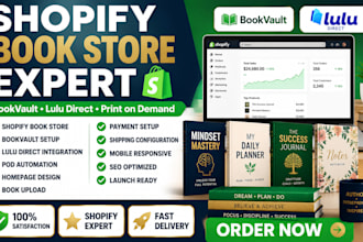 set up shopify bookvault lulu direct store for pod authors publishers journals