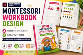 design montessori workbooks, preschool worksheets, and kids activity books