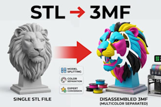 convert stl to 3mf, split 3d models for multicolor bambu lab printing