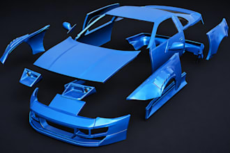 design 3d cad car parts for 3d printing, manufacturing and automotive project