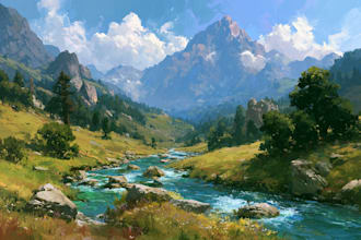 paint landscape in real oil painting