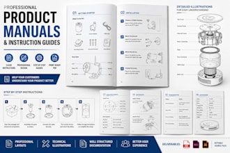 design professional  illustrations product manuals and user instruction guides