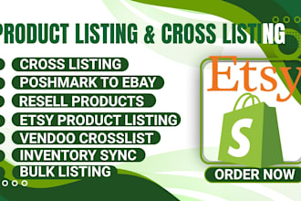 cross list, list, resale products on poshmark etsy ebay shopify to boost sales
