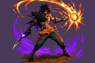 draw pixel art scene and background for your game art