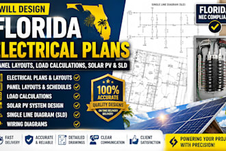 design florida panel layout, load calculation, solar pv, sld with electrical set