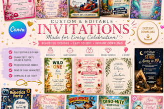 design a custom birthday, wedding or party invitation