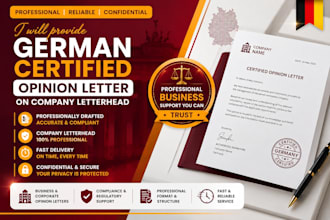 provide a german certified opinion letter on company letterhead