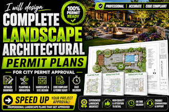 design full landscape architectural permit plans site plan, pool for city permit