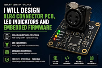design xlr4 connector pcb, led indicators and embedded firmware