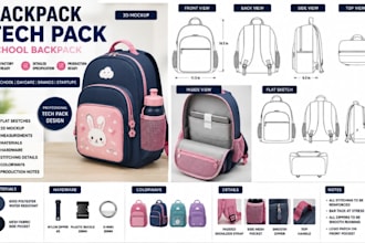 create backpack tech pack for school laptop and custom bag manufacturing ready