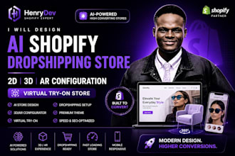 ai shopify dropshipping store design, 2d 3d ar configurator,virtual try on store