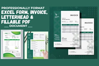 professionally format excel form invoice letterhead design fillable pdf document