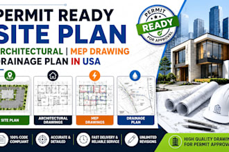 do permit ready site plan architectural mep drawing drainage plan in USA