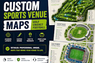 design custom sports venue maps for golf cricket football
