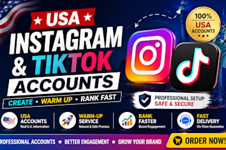 create USA instagram, USA tiktok account, warm up instagram and tiktok account