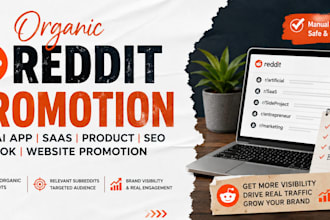 use organic reddit promotion for ai app saas product seo book website promotion