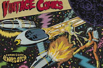 create distressed retro comic art style