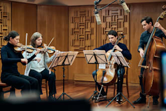 record live strings for you violin,  viola, cello, contrabass