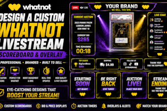 design a custom whatnot livestream scoreboard and overlay