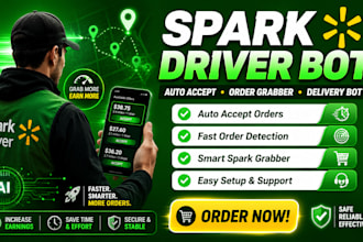 setup spark driver bot, spark delivery bot auto accept orders bot, spark grabber