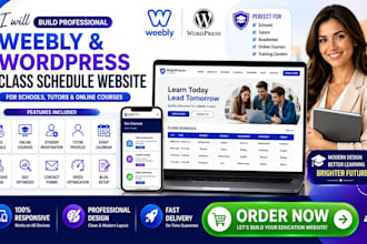 build weebly wordpress class schedule website for schools tutors online course