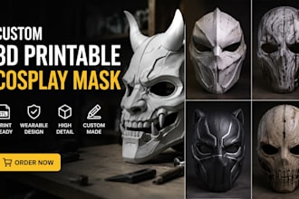 design a custom 3d printable cosplay mask for 3d printing