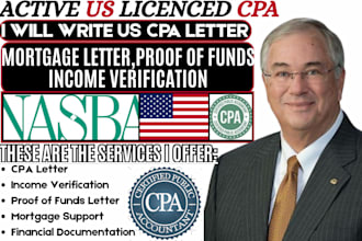 provide us cpa letter for mortgage income verification proof of funds