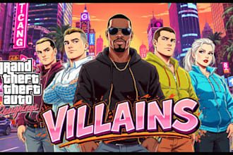 draw cartoon character gta style theme game art illustration