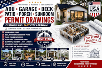 architect city permit drawings adu garage deck patio porch floor plans