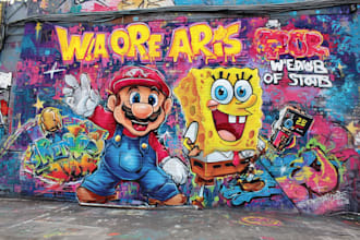 design canvas wall art and mural in graffiti street art