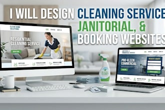 design cleaning service website, janitorial website, booking website