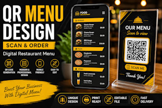 create a modern qr code restaurant menu design