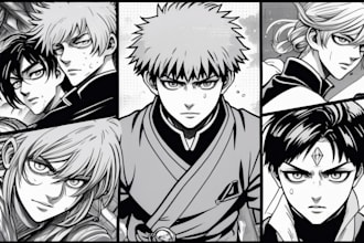 draw manga comic book, webtoon anime illustration for you